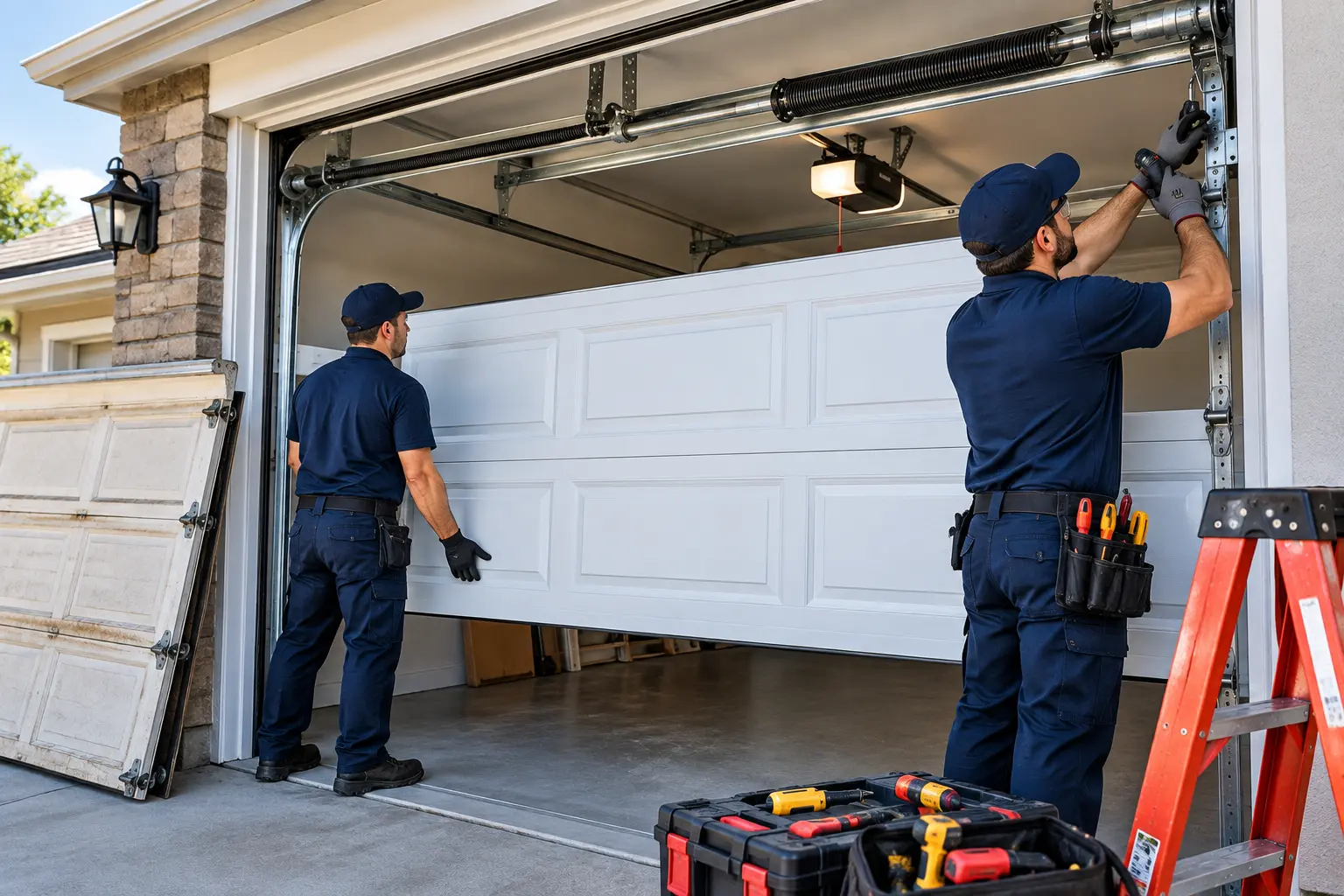 Modern residential garage door installation